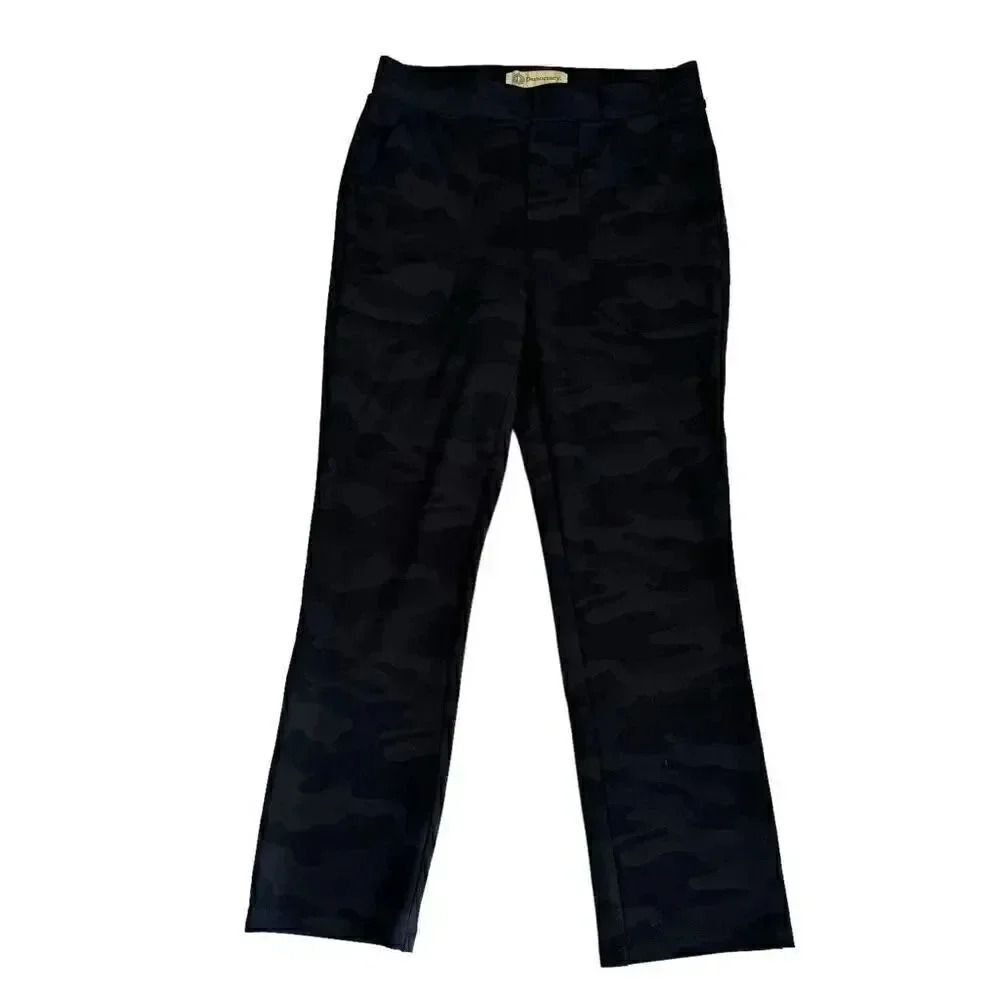 Democracy High Rise Ab Technology Ponte Knit Camo Print Pants Black SZ XS # 1946